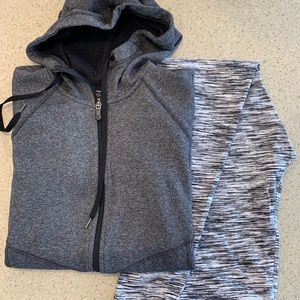 Workout zipper hoodie and workout leggings